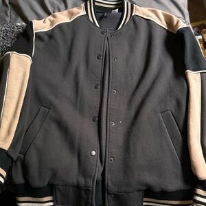 Black and cream varsity jacket oversized